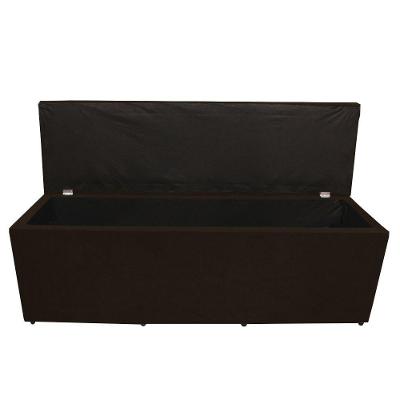 Calçadeira Baú Paris Casal 140 Cm Botão Strass Suede Marrom Eli Móveis