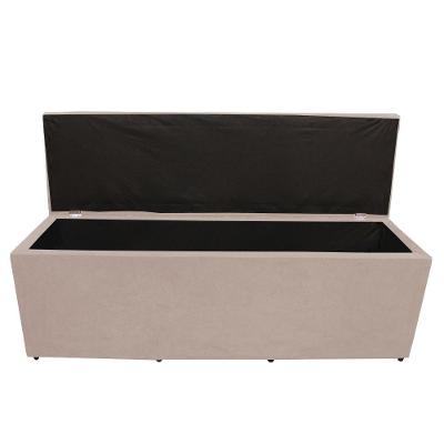 Calçadeira Baú Paris Casal 140 Cm Botão Strass Suede Porcelana Eli Móveis