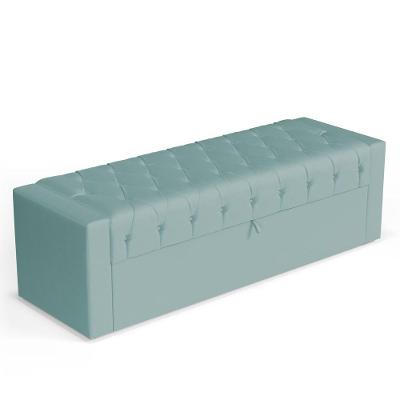 Calçadeira Báu King Size Atena 195cm Capitonê Veludo Acqua - Desk Design