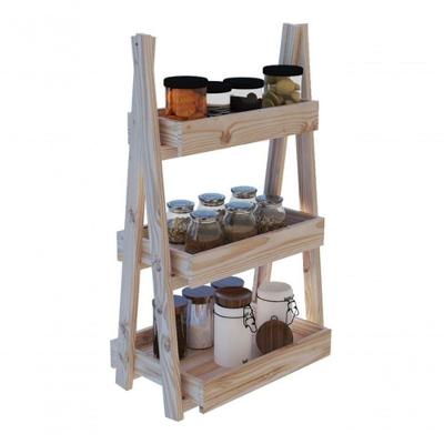 Organizador Triplo Madeira Pinus Porta Temperos