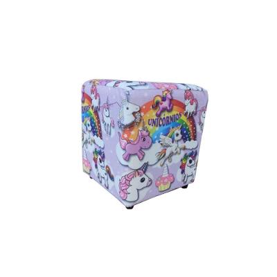 Mini Puff Decorativo Dado Infantil Suede Unicórnios