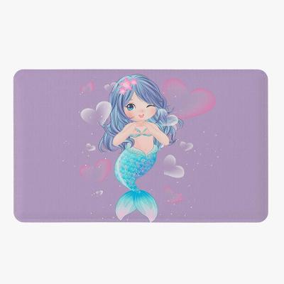 Tapete Para Quarto Infantil Estampado Sereia 60cm X 40cm Base Antiderrapante