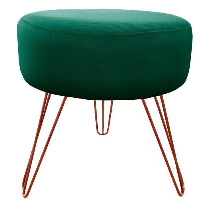 Puff Decorativos Sala Quarto Tunísia Veludo Verde E Bronze