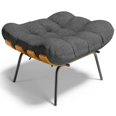 Puff Decorativo Sala De Estar Costela L02 Linho Cinza Escuro - Lyam Decor