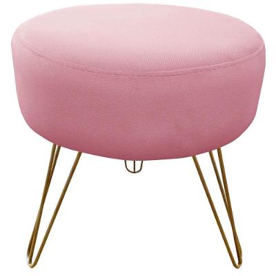 Puff Decorativos Sala Quarto Tunísia Veludo Rose E Dourado