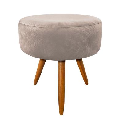 Puff Decorativo Banqueta Dóris Redondo Suede Bege