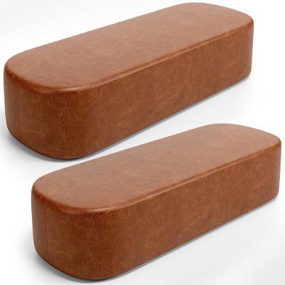 Kit 02 Puffs Decorativos Orgânico Para Living Quarto 140cm Doha W01 Couríssimo Camel - Lyam Decor