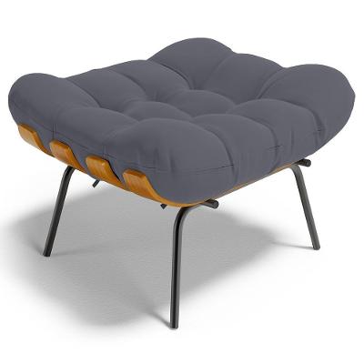 Puff Decorativo Sala De Estar Costela L02 Suede Cinza - Lyam Decor