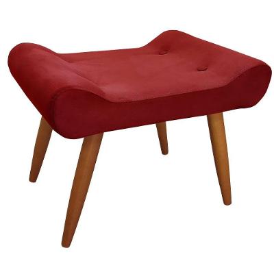 Puff Decorativo Lara Veludo Shop Das Cabeceiras Vermelho
