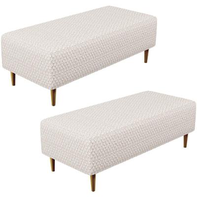 Kit 02 Puffs Decorativo Sala De Estar Bali W01 Pés Palito 120x50 Cm Bouclê Cru - Lyam