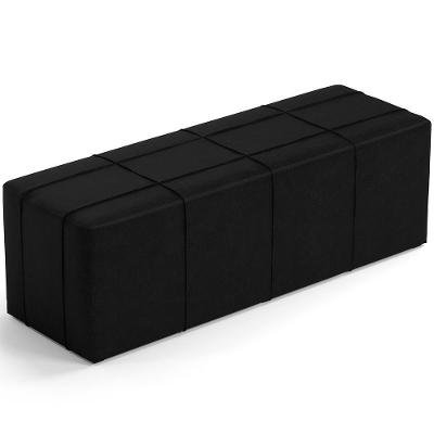 Puff Decorativo Living Sala De Estar 160 Cm Roma W01 Couríssimo Preto - Lyam