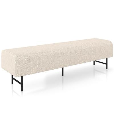 Puff Recamier Decorativo Com Pés Industrial 160cm Novara P05 Linho Creme - Lyam Decor
