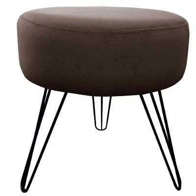 Puff Decorativos Sala Quarto Tunísia Veludo Marrom E Preto