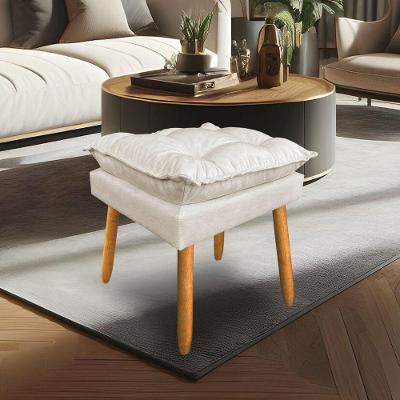 Puff Decorativo Opala Suede Bege Pés Palito Dal Poz Estofados