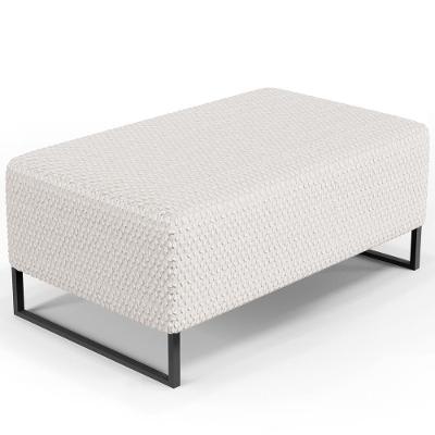 Puff Decorativo Sala De Estar Cléo Base De Ferro Preto 90 Cm W01 Bouclê Cru - Lyam