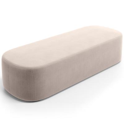 Puff Decorativo Orgânico Para Living Quarto 140cm Doha W01 Suede Bege - Lyam Decor
