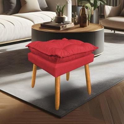Puff Decorativo Opala Suede Vermelho Pés Palito Dal Poz Estofados