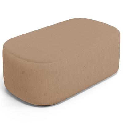 Puff Decorativo Orgânico Para Living Quarto 100cm Doha W01 Linho Bege Escuro - Lyam Decor