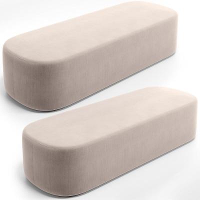 Kit 02 Puffs Decorativos Orgânico Para Living Quarto 160cm Doha W01 Suede Bege - Lyam Decor