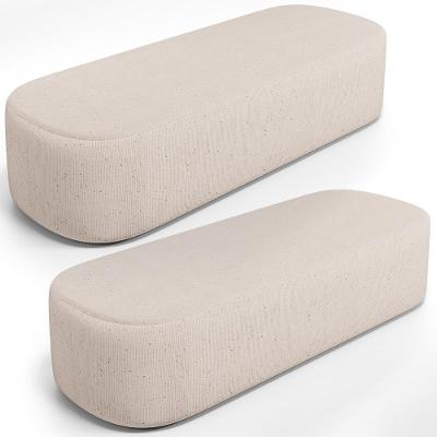 Kit 02 Puffs Decorativos Orgânico Para Living Quarto 140cm Doha W01 Linho Cru - Lyam Decor