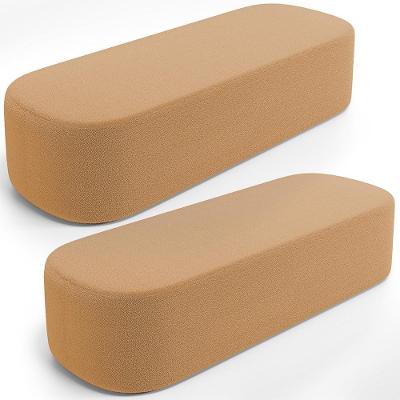 Kit 02 Puffs Decorativos Orgânicos Para Living Quarto 140cm Doha W01 Bouclê Mostarda - Lyam Decor