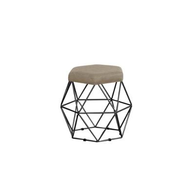 Puff Decorativo Onix Com Armação Preto Para Sala Em Suede
