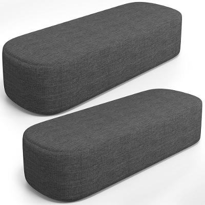 Kit 02 Puffs Decorativos Orgânico Para Living Quarto 140cm Doha W01 Linho Cinza Escuro - Lyam Decor