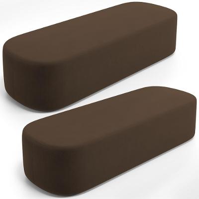 Kit 02 Puffs Decorativos Orgânicos Para Living Quarto 195cm Doha W01 Suede Marrom - Lyam Decor