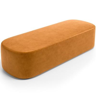 Puff Decorativo Orgânico Para Living Quarto 140cm Doha W01 Couríssimo Whisky - Lyam Decor