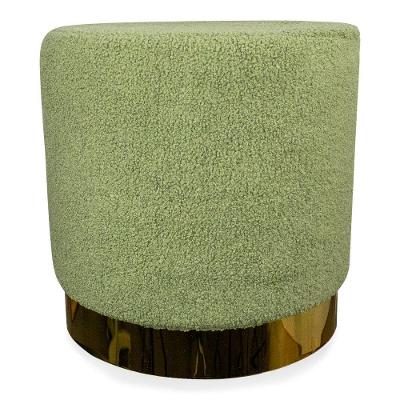 Puff Decorativo Redondo Base Dourada Lara Bouclê Verde 40 Cm M02 - D'rossi