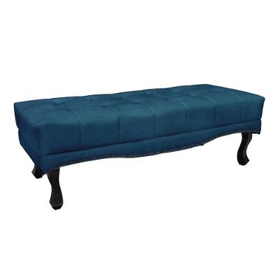 Puff Recamier Retrô Luis Xv Captonê Quarto Vicenza 140cm Veludo S04 - D'rossi Cor Azul Marinho