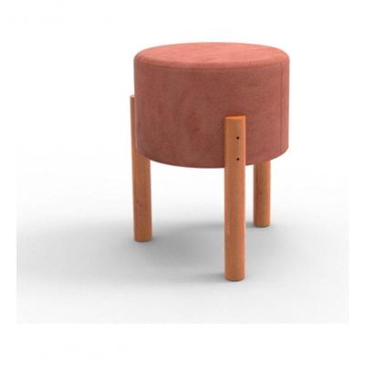 Puff Banquinho Decorativo Luxo Pés De Madeira Várias Cores Rosa