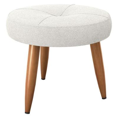 Puff Redondo Para Sala Miami Boucle Bege