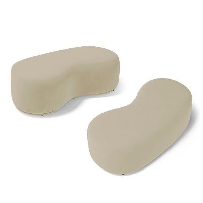Kit 02 Puffs Decorativos Living Aisha Orgânico 02 Lugares Veludo Bege - Desk Design