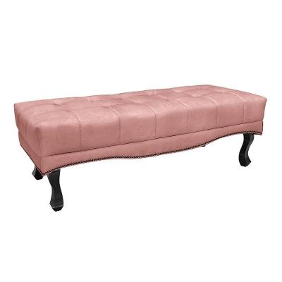 Puff Recamier Retrô Luis Xv Captonê Quarto Vicenza 195cm Veludo Rosa S04 - D'rossi