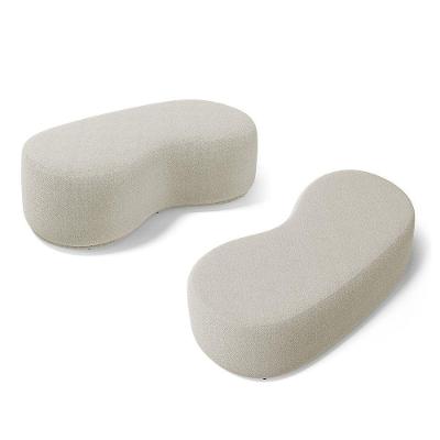 Kit 02 Puffs Decorativos Living Aisha Orgânico 02 Lugares Bouclê Bege - Desk Design