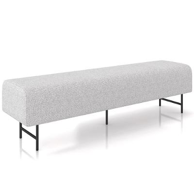 Puff Recamier Decorativo Com Pés Industrial 160cm Novara P05 Linho Cinza Claro