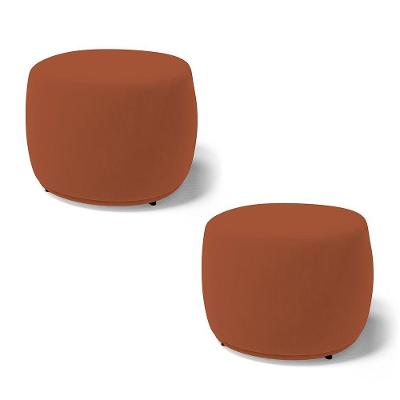Kit 02 Puffs Decorativos Living Aisha Orgânico Redondo Veludo Terracota - Desk Design