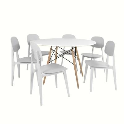 Conjunto Mesa De Jantar Redonda Eiffel Branca 120cm Com 6 Cadeiras Itália - Branco