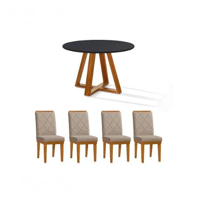 Mesa De Jantar Bela Redonda Tampo Vidro/mdf 105cm Luxo