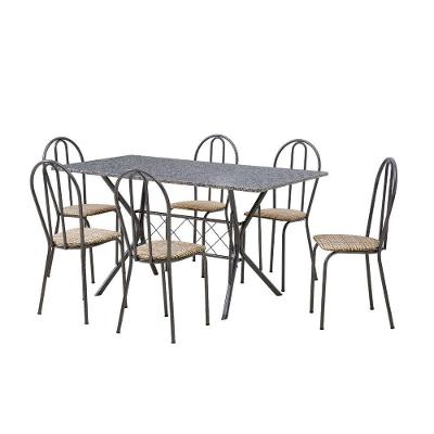 Kit Mesa Bruna 140Cm 6 Cadeiras 004 Tampo Em Granito
