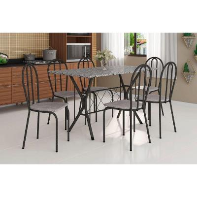 Kit Mesa Bruna 140Cm 6 Cadeiras 004 Tampo Em Granito