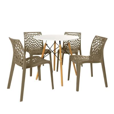Conjunto Mesa De Jantar Redonda Eiffel 80cm Branca Com 4 Cadeiras Gruvyer - Nude
