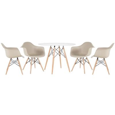 Mesa Redonda Eames 100 Cm Branco + 4 Cadeiras Eiffel Daw Nude Nude
