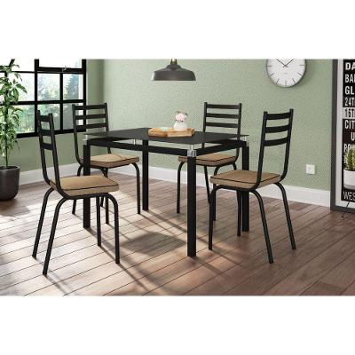 Conjunto De Mesa Malva 107Cm 4 Cadeiras 118 Tampo Em Vidro