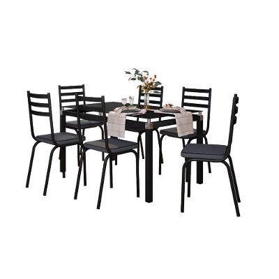 Conjunto De Mesa Malva 140Cm 6 Cadeiras 118 Tampo Em Vidro