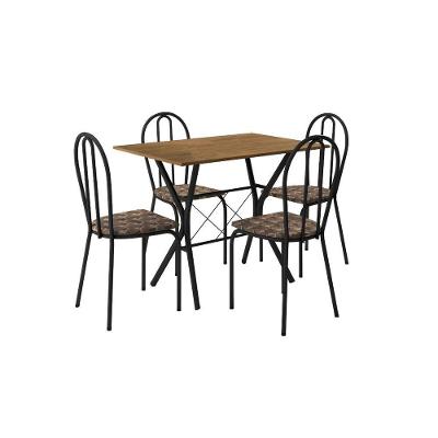 Conjunto Mesa Bruna 91Cm Com 4 Cadeiras 004 Tampo Em Madeira
