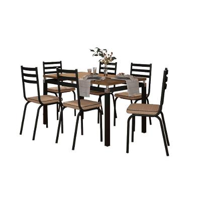 Conjunto De Mesa Malva 136Cm 6 Cadeiras 118 Tampo Em Madeira