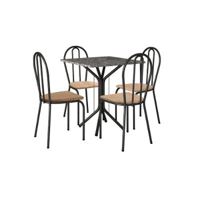 Conjunto Mesa Thais 4 Cadeiras 004 Base Preto Tampo Granito