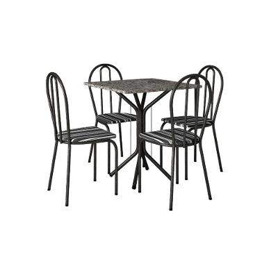 Conjunto Mesa Thais 4 Cadeiras 004 Base Preto Tampo Granito